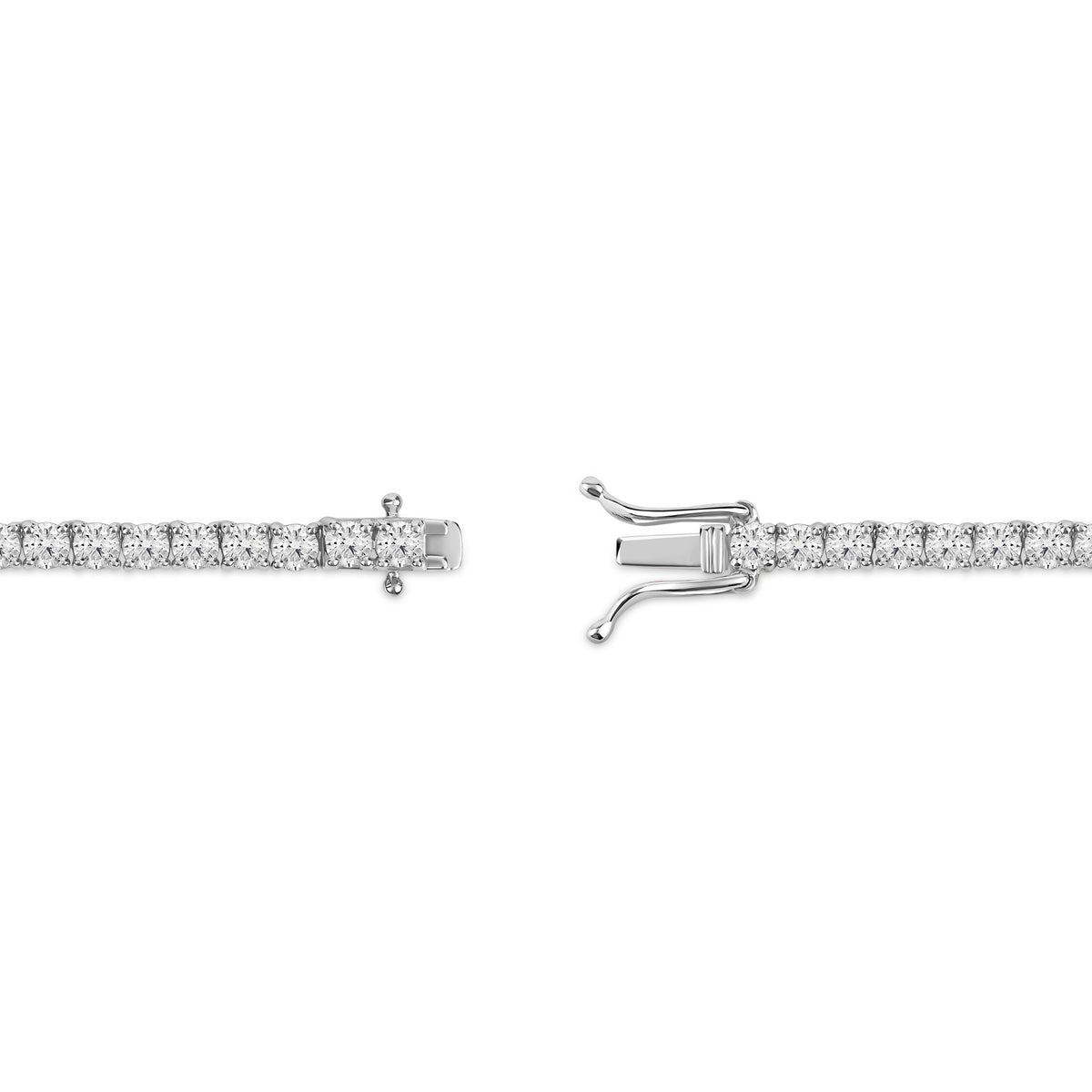 14K White Gold tennis necklace, product close-up (view 2).