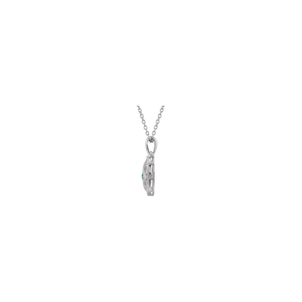 Sterling Silver Natural Emerald 18" Necklace