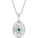 Sterling Silver Natural Emerald 18" Necklace - Picasso Gold & Diamond Jewelry