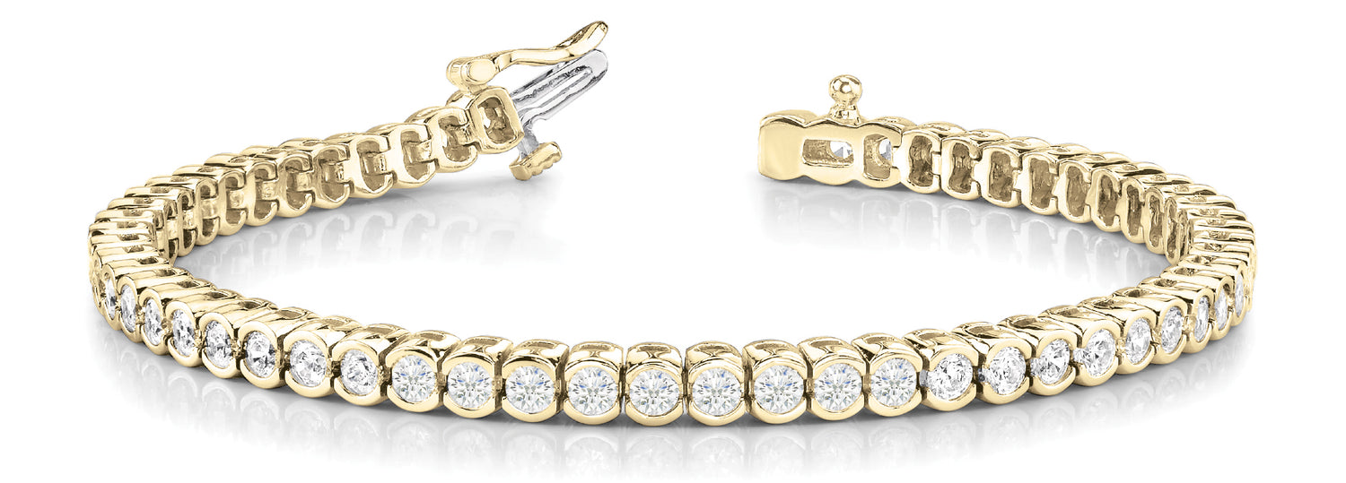 Bezel Set Lab Grown Diamond Bracelet - 2 1/6 ct tw | 14K & 18K Gold, VS1 D/E/F | 14K Yellow Gold | Lab Grown Diamond Bracelet