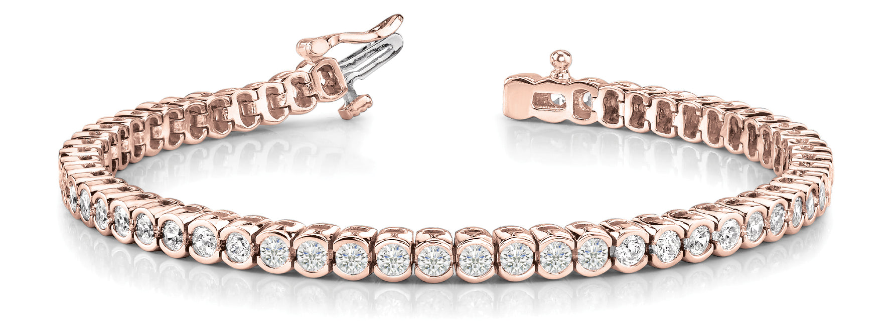 Bezel Set Lab Grown Diamond Bracelet - 2 1/6 ct tw | 14K & 18K Gold, VS1 D/E/F | 14K Rose Gold | Lab Grown Diamond Bracelet