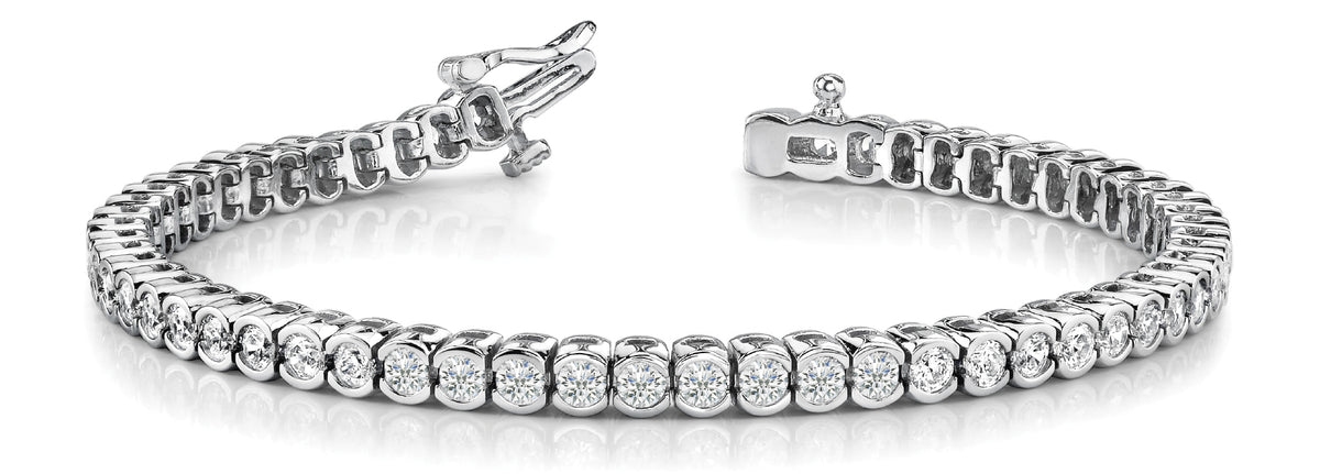 Bezel Set Lab Grown Diamond Bracelet - 2 1/6 ct tw | 14K & 18K Gold, VS1 D/E/F | 14K White Gold | Lab Grown Diamond Bracelet