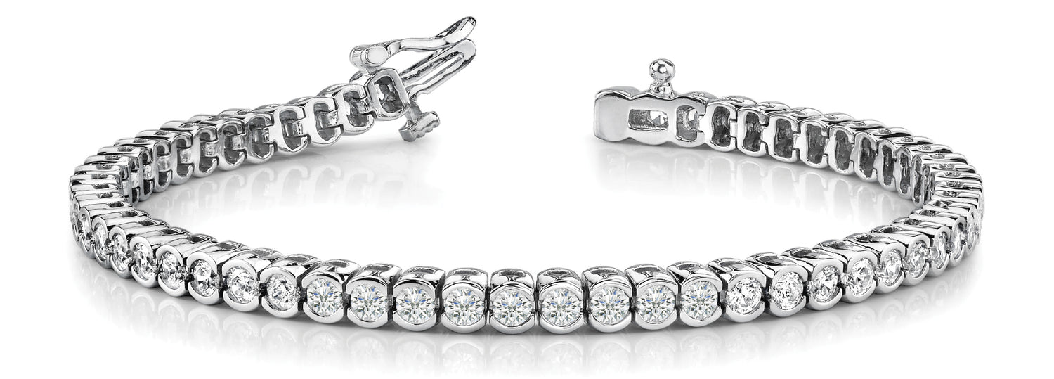 Bezel Set Lab Grown Diamond Bracelet - 2 1/6 ct tw | 14K & 18K Gold, VS1 D/E/F | 14K White Gold | Lab Grown Diamond Bracelet