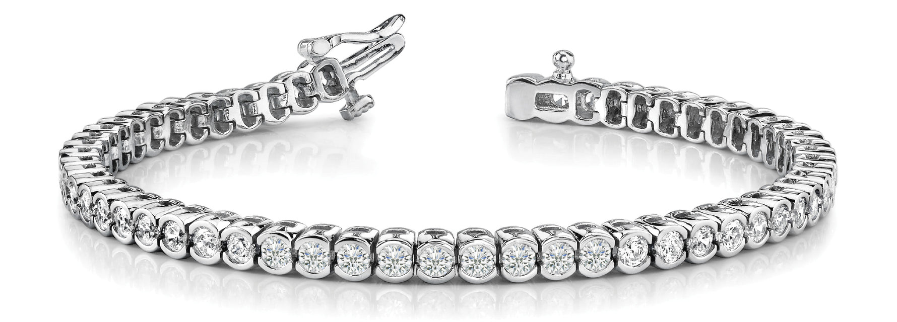 Bezel Set Lab Grown Diamond Bracelet - 2 1/6 ct tw | 14K & 18K Gold, VS1 D/E/F | 14K White Gold | Lab Grown Diamond Bracelet