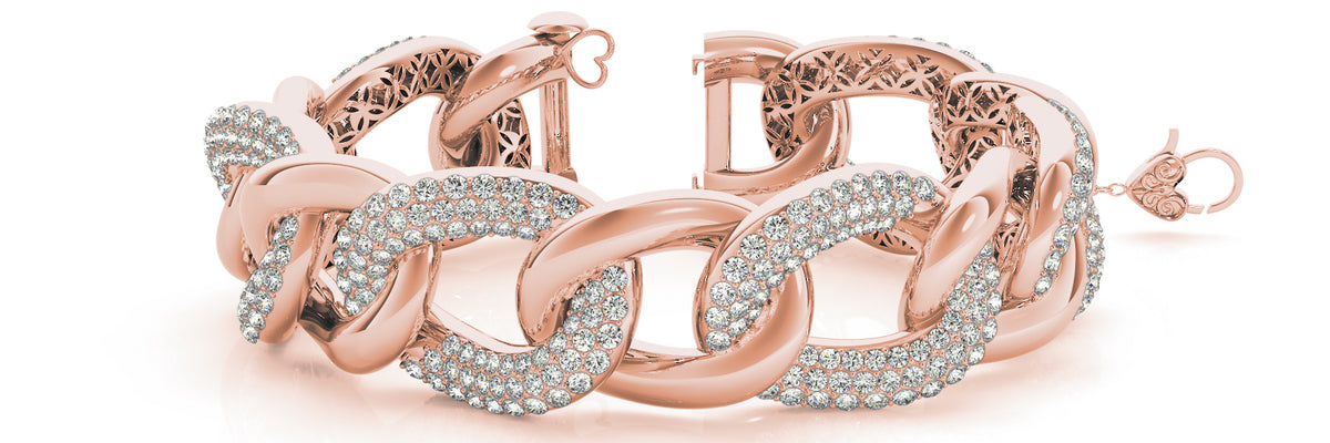 Italian Made Lab Grown Diamond Bracelet - 11 1/2 ct tw | 14K & 18K Gold, VS1 D/E/F | 14K Rose Gold | Lab Grown Diamond Bracelet