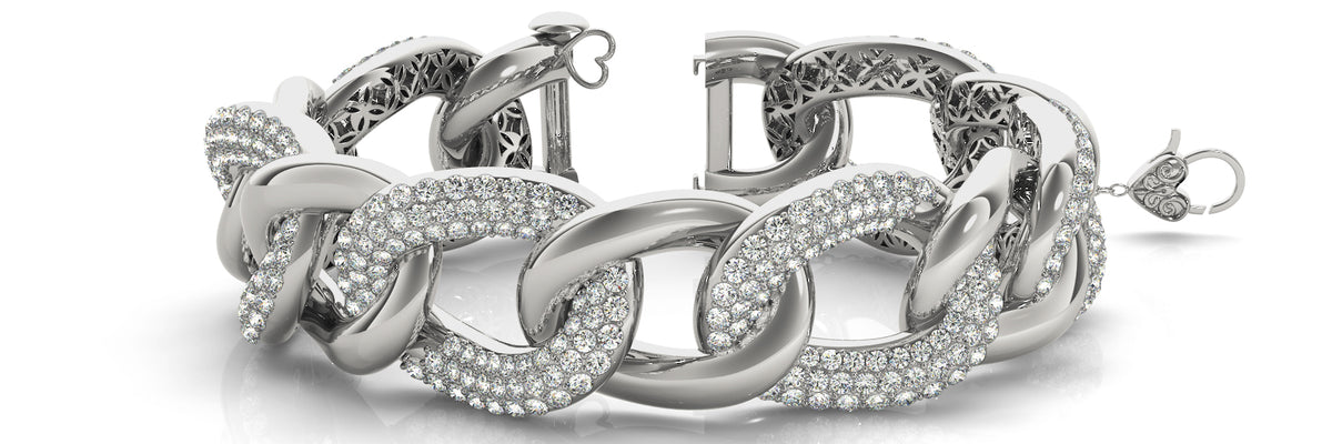 Italian Made Lab Grown Diamond Bracelet - 11 1/2 ct tw | 14K & 18K Gold, VS1 D/E/F | 14K White Gold | Lab Grown Diamond Bracelet