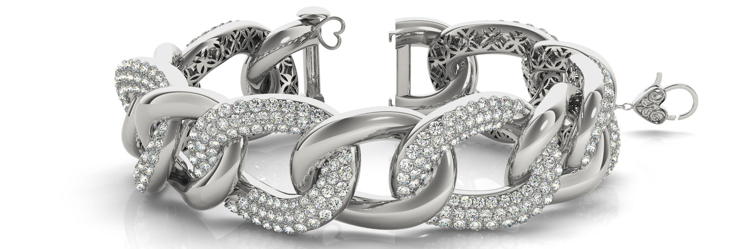 Italian Made Lab Grown Diamond Bracelet - 11 1/2 ct tw | 14K & 18K Gold, VS1 D/E/F | 14K White Gold | Lab Grown Diamond Bracelet