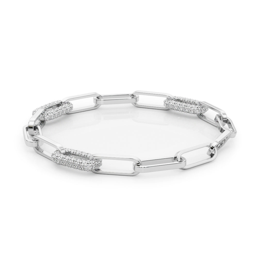 Paper Clip Lab Grown Diamond Bracelet - 1 1/8 ct tw | 14K & 18K Gold, VS1 D/E/F | 18K Rose Gold | Lab Grown Diamond Bracelet