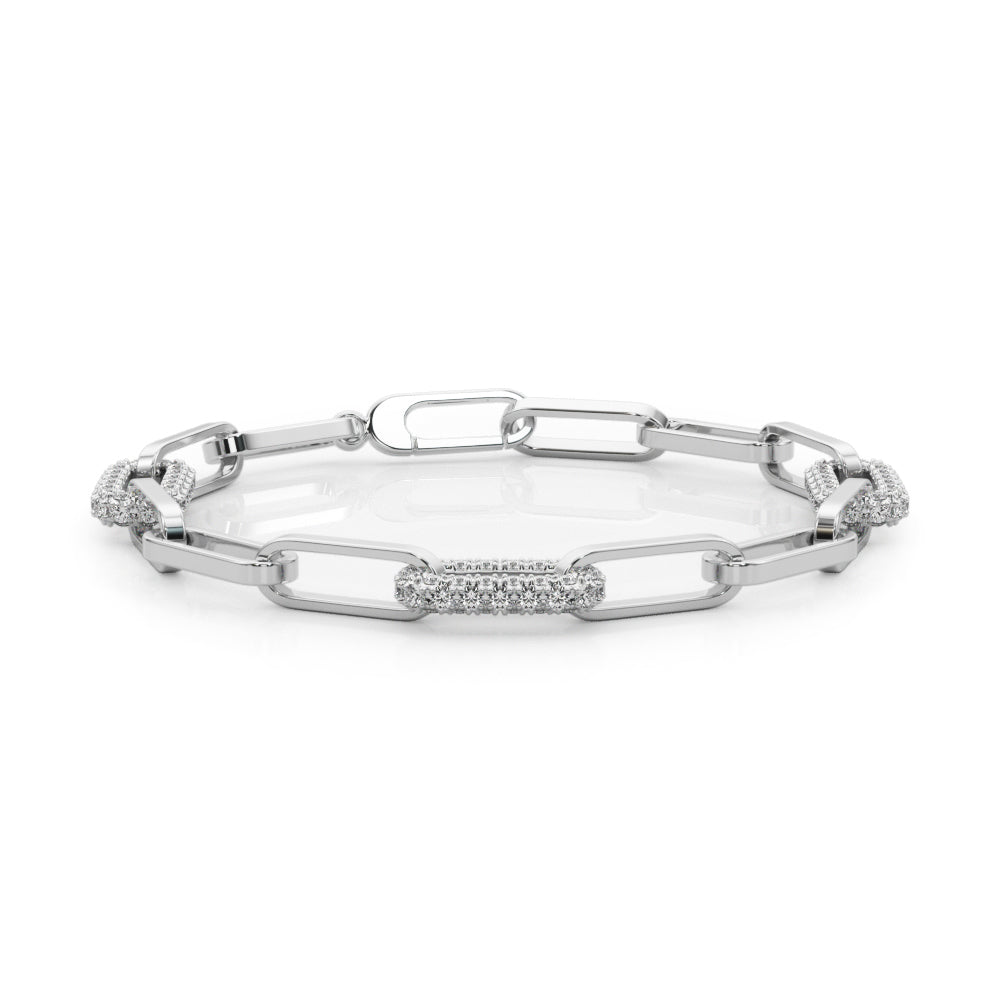 Paper Clip Lab Grown Diamond Bracelet - 1 1/8 ct tw | 14K & 18K Gold, VS1 D/E/F | 14K White Gold | Lab Grown Diamond Bracelet