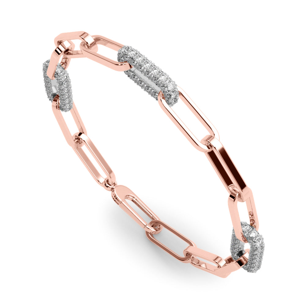 Paper Clip Lab Grown Diamond Bracelet - 1 1/8 ct tw | 14K & 18K Gold, VS1 D/E/F | Lab Grown Diamond Bracelet
