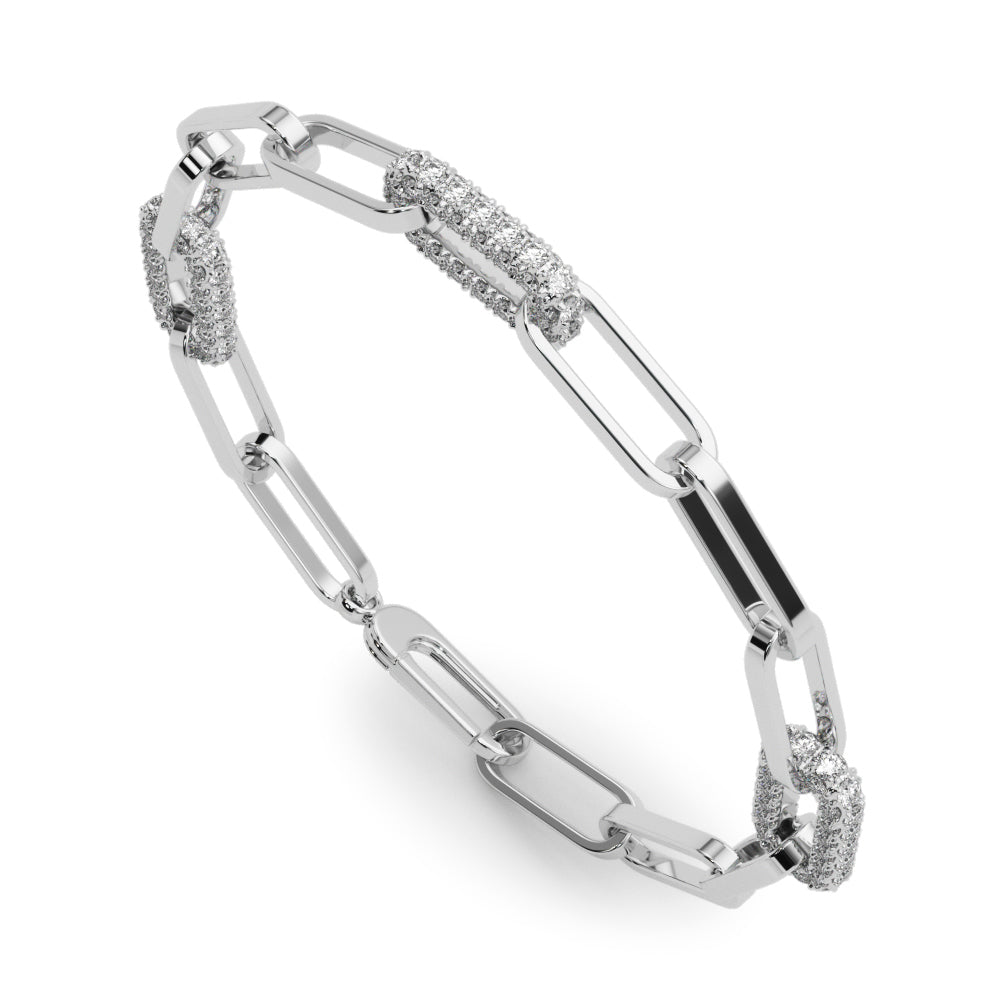 Paper Clip Lab Grown Diamond Bracelet - 1 1/8 ct tw | 14K & 18K Gold, VS1 D/E/F | Lab Grown Diamond Bracelet