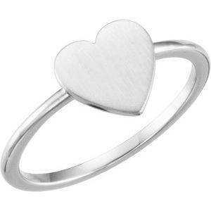 14K Yellow / White/ Rose Be PoshÂ® Engravable Heart Signet Ring - Picasso Gold & Diamond Jewelry