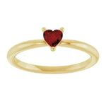 14K Yellow Gold Mozambique Garnet Heart Solitaire Ring - Genuine Gemstone Elegance - Picasso Gold & Diamond Jewelry