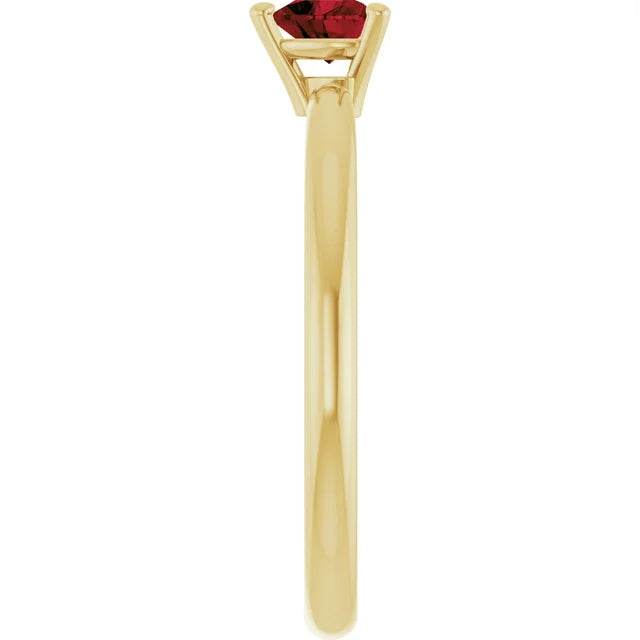 14K Yellow Gold Mozambique Garnet Heart Solitaire Ring - Genuine Gemstone Elegance - Picasso Gold & Diamond Jewelry