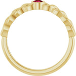 14K Yellow Gold Natural Ruby Curb Chain Ring – Bezel-Set Design - Picasso Gold & Diamond Jewelry