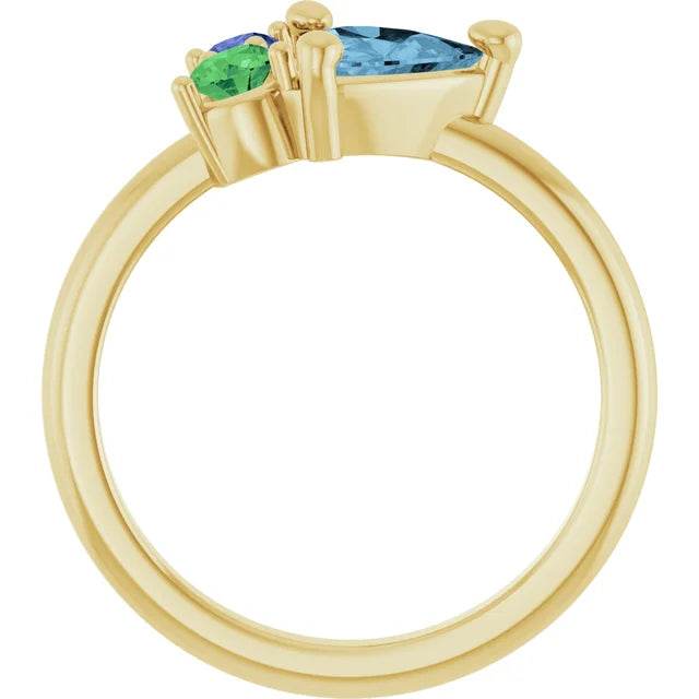14K Yellow Natural Sky Blue Topaz, Natural Tsavorite Garnet & Natural Tanzanite Ring - Picasso Gold & Diamond Jewelry