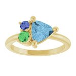 14K Yellow Natural Sky Blue Topaz, Natural Tsavorite Garnet & Natural Tanzanite Ring - Picasso Gold & Diamond Jewelry