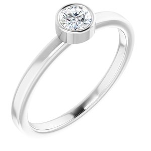 Rhodium-Plated Sterling Silver 4 mm Imitation Diamond Ring