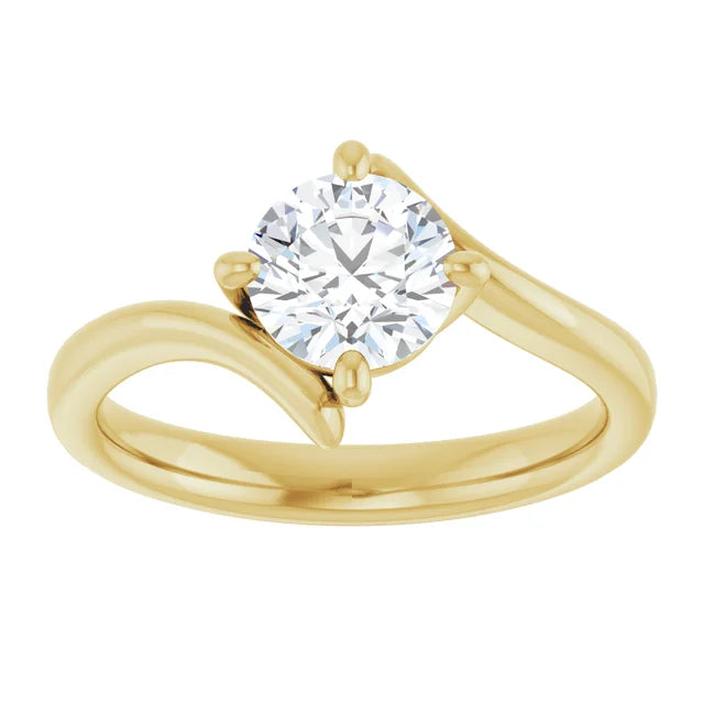 1 Carat Round Lab Diamond Solitaire Engagement Ring in 14K Yellow Gold | Classic 4 Prong Bridal Ring