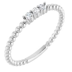 14K White 1/10 CTW Natural Diamond Beaded Ring - Picasso Gold & Diamond Jewelry