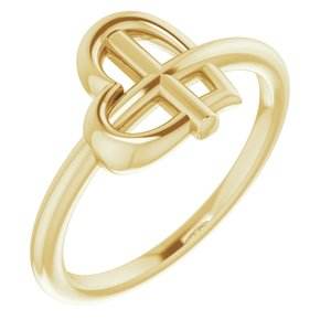 14K Yellow Heart Cross Ring - Picasso Gold & Diamond Jewelry