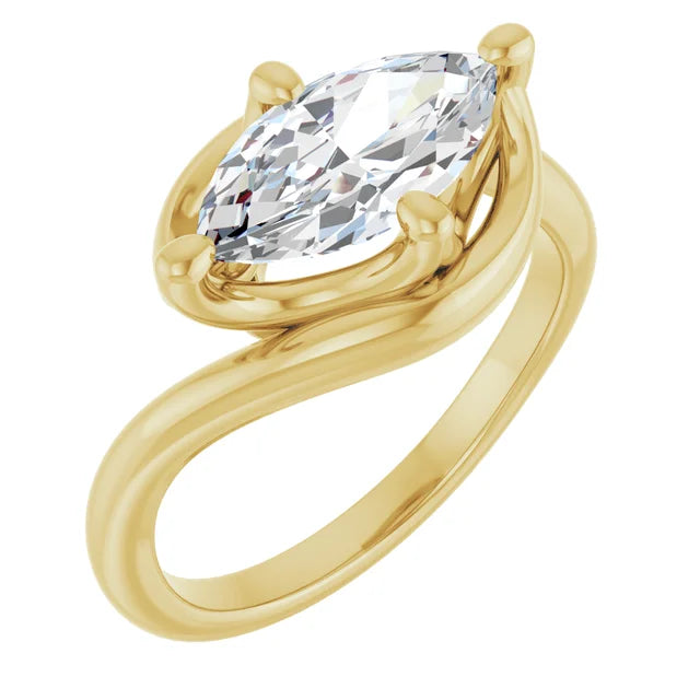 2 Carat Lab Grown Marquise Diamond Engagement Ring in 14K Yellow Gold | 12x6mm Solitaire Ring