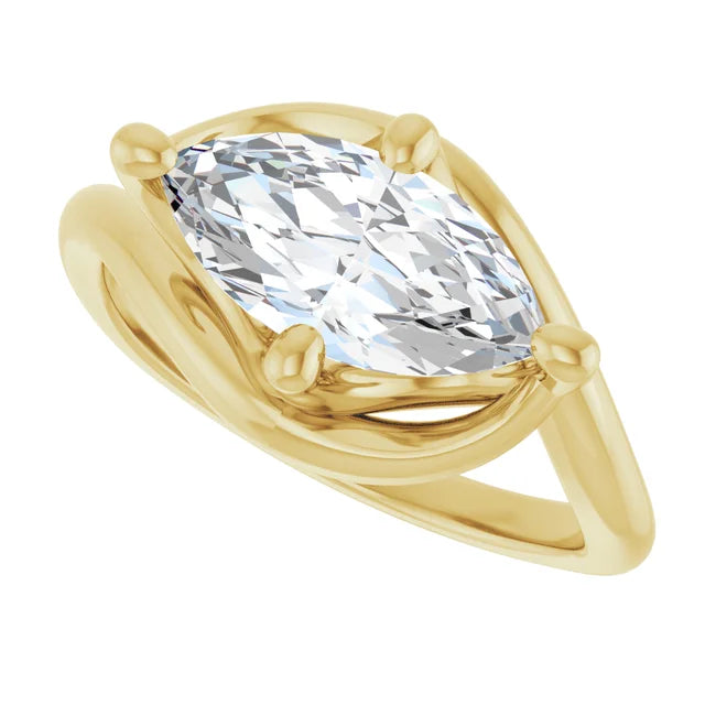 2 Carat Lab Grown Marquise Diamond Engagement Ring in 14K Yellow Gold | 12x6mm Solitaire Ring
