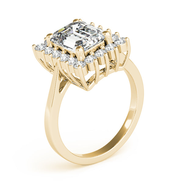Emerald Cut Lab Grown Diamond Halo Engagement Ring — Picasso Gold & Diamond