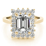 Emerald Cut Lab Grown Diamond Halo Engagement Ring — Picasso Gold & Diamond