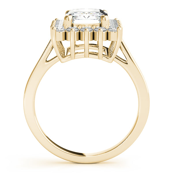 Emerald Cut Lab Grown Diamond Halo Engagement Ring — Picasso Gold & Diamond