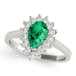Pear Lab Grown Diamond Halo Engagement Ring in 14K gold and platinum