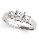 Princess Lab Grown Diamond Three-Stone Ring in 14K gold and platinum