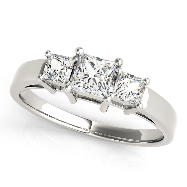 Princess Lab Grown Diamond Three-Stone Ring in 14K gold and platinum