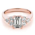 Emerald Cut Cluster Lab Grown Diamond Engagement Ring - VS1 D/E/F | 14K & 18K Gold | 18K Yellow Gold | Emerald Cut Lab Diamond | Picasso Gold & Diamond Chicago