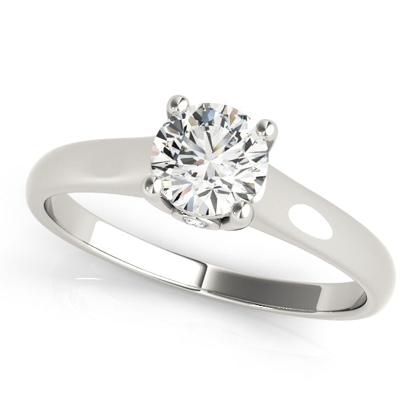 Round Lab Grown Diamond Solitaire Engagement Ring in 14K gold and platinum