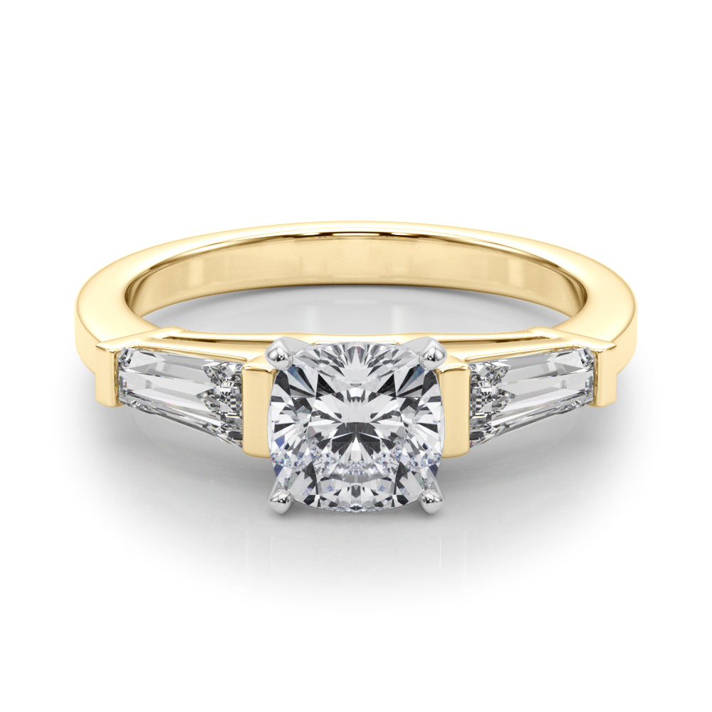 Round Three Stone Lab Grown Diamond Engagement Ring - VS1 D/E/F | 14K & 18K Gold | 18K Yellow Gold | Round Lab Diamond | Picasso Gold & Diamond Chicago