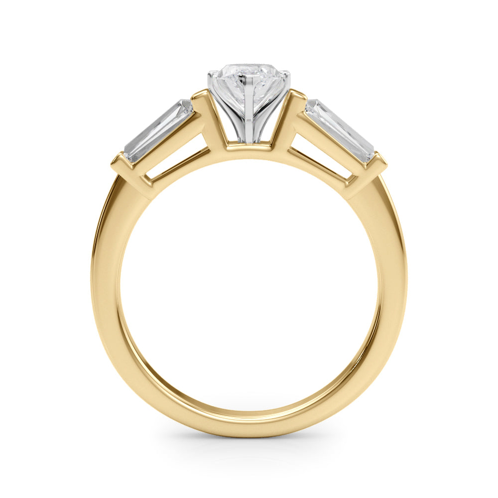 Round Three Stone Lab Grown Diamond Engagement Ring - VS1 D/E/F | 14K & 18K Gold | 18K Yellow Gold | Round Lab Diamond | Picasso Gold & Diamond Chicago