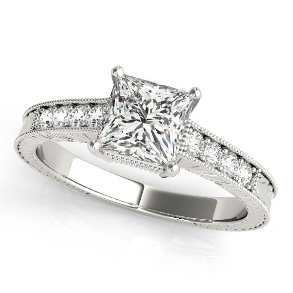 1 7/8 ct Lab Grown Diamond Engagement Ring Setting in 14K White Gold