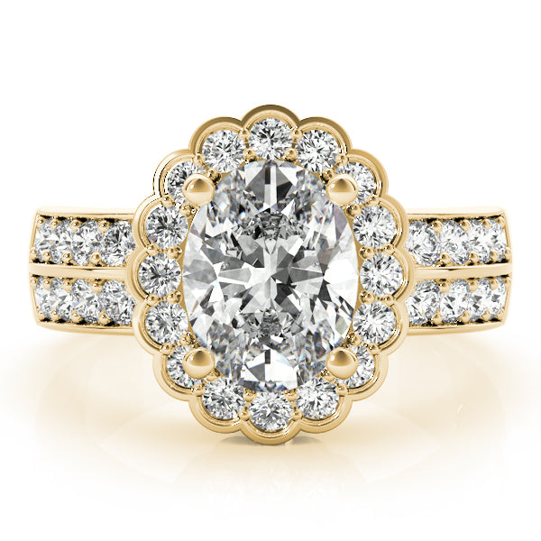 Oval Lab Grown Diamond Halo Engagement Ring — Picasso Gold & Diamond