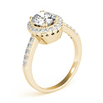 Oval Lab Diamond Halo Ring with Pavé Shank — Picasso Gold & Diamond