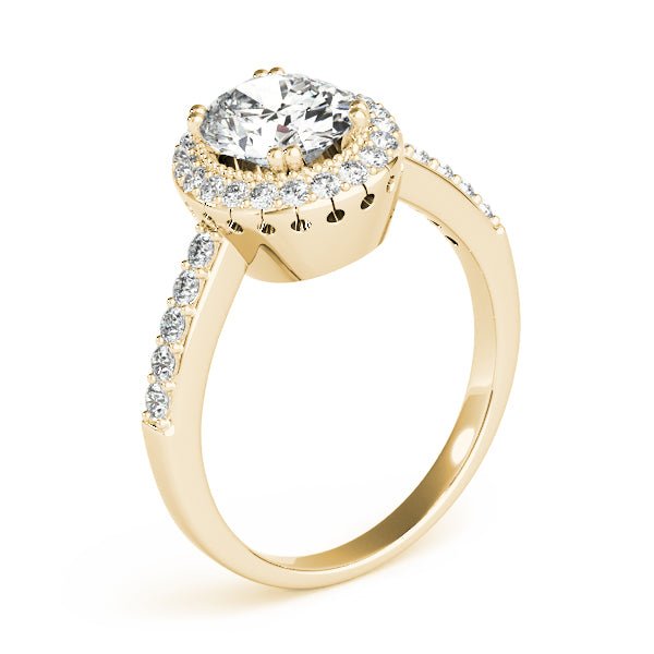Oval Lab Diamond Halo Ring with Pavé Shank — Picasso Gold & Diamond