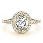 Oval Lab Diamond Halo Ring with Pavé Shank — Picasso Gold & Diamond