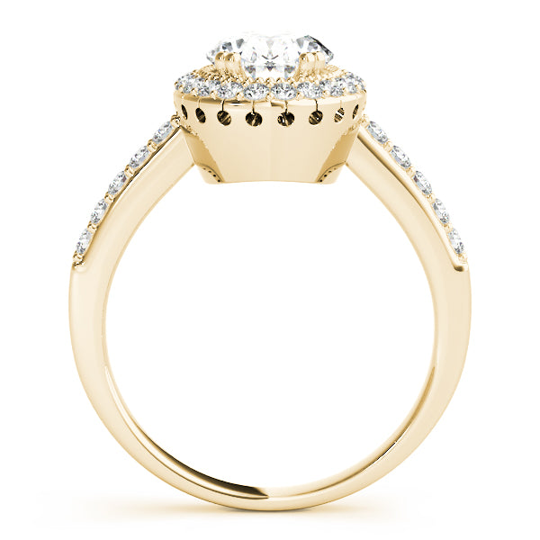 Oval Lab Diamond Halo Ring with Pavé Shank — Picasso Gold & Diamond