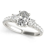 1 ct Oval Lab Grown Diamond Three-Stone Engagement Ring Setting in 14K White Gold