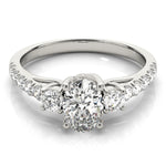 1 ct Oval Lab Grown Diamond Three-Stone Engagement Ring Setting in 14K White Gold