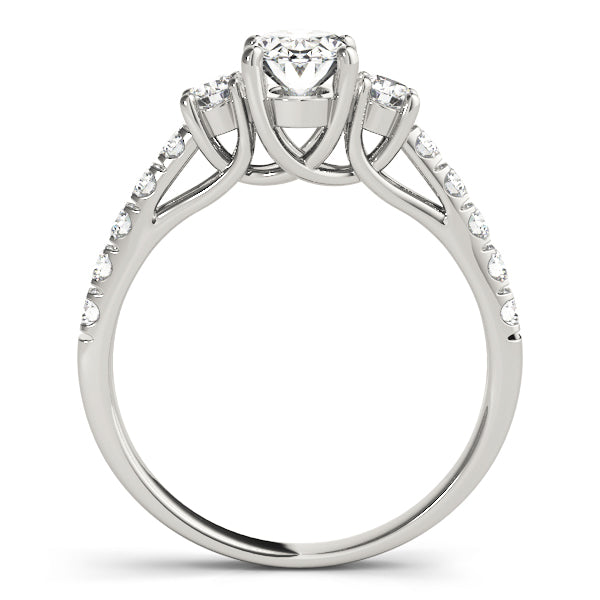 1 ct Oval Lab Grown Diamond Three-Stone Engagement Ring Setting in 14K White Gold