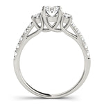1 ct Oval Lab Grown Diamond Three-Stone Engagement Ring Setting in 14K White Gold