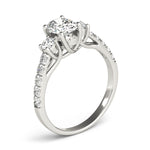 1 ct Oval Lab Grown Diamond Three-Stone Engagement Ring Setting in 14K White Gold