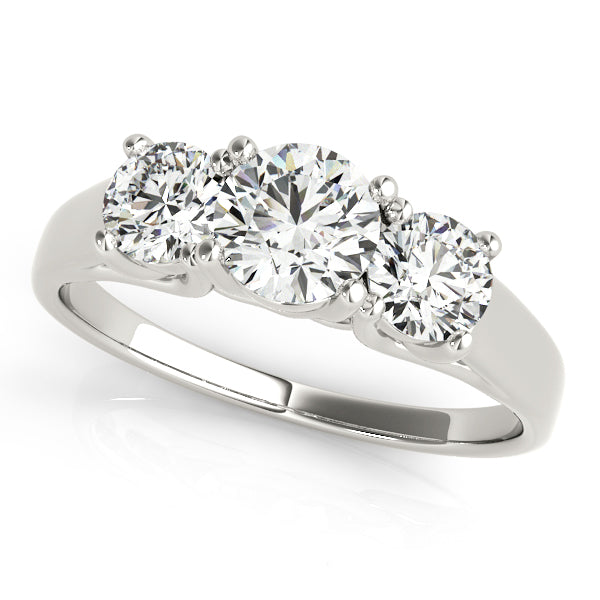 1 1/2 ct tw Round Lab Grown Diamond Three-Stone Engagement Ring in 14K White Gold