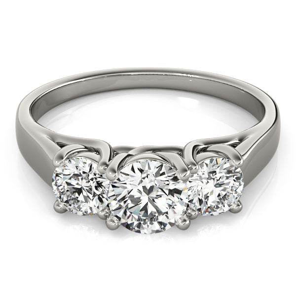 1 1/2 ct tw Round Lab Grown Diamond Three-Stone Engagement Ring in 14K White Gold